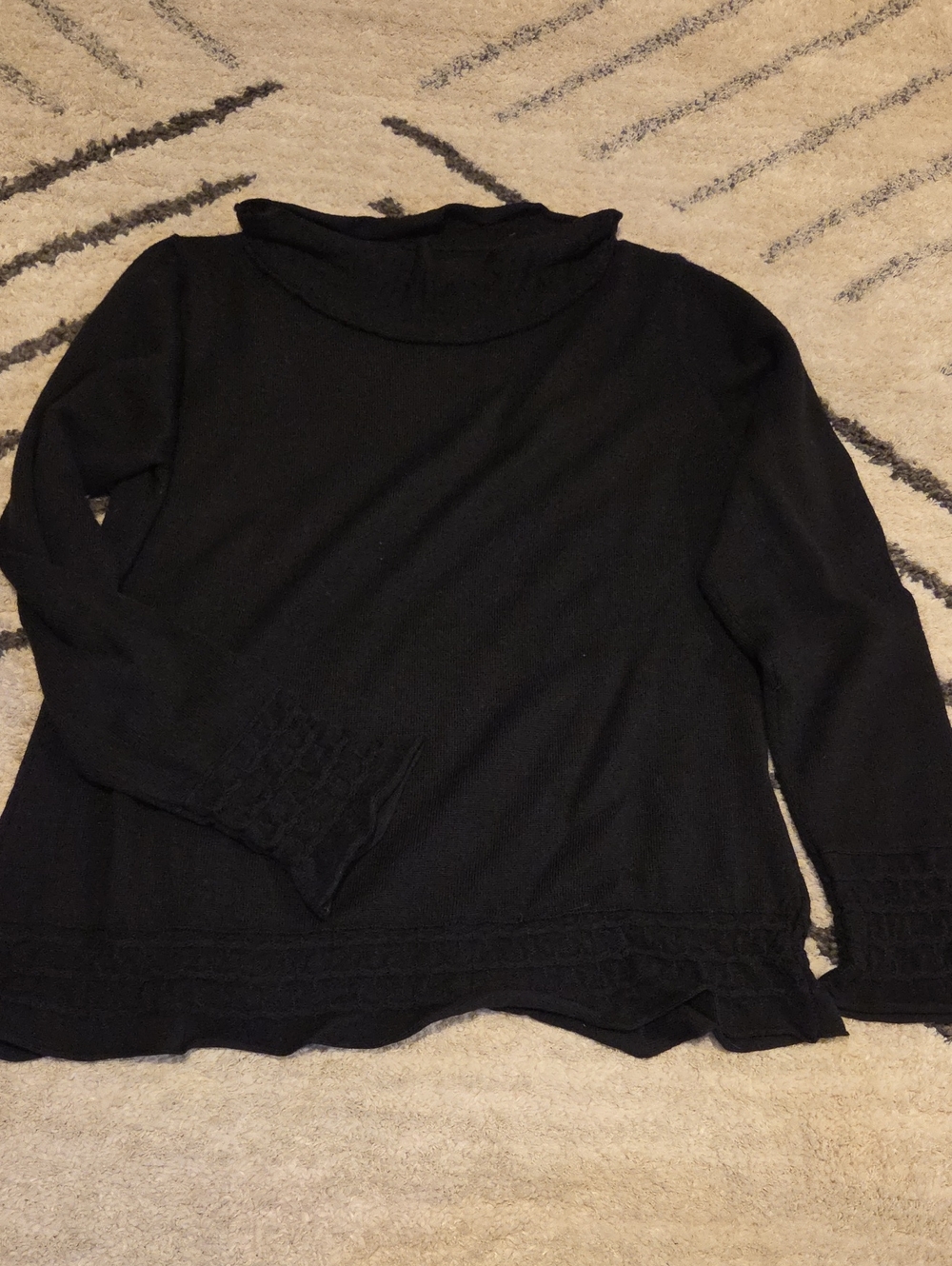 Alfani Black Cowl Neck Sweater with Knit Trim